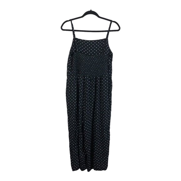 Old Navy L Jumpsuit Sleeveless Polka Dot Straight Leg Ruched Back Adjustable - Picture 2 of 7